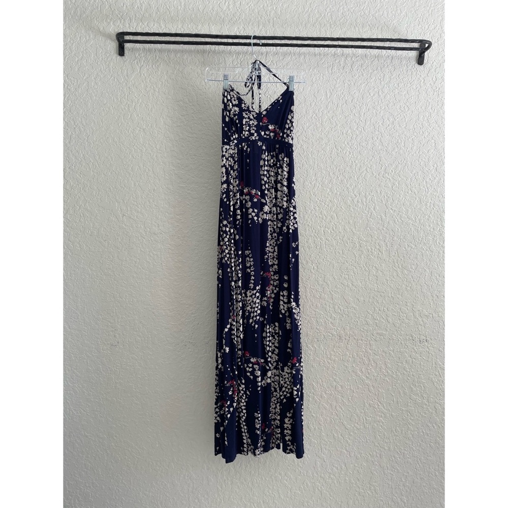 Express Blue Floral Maxi Halter Dress